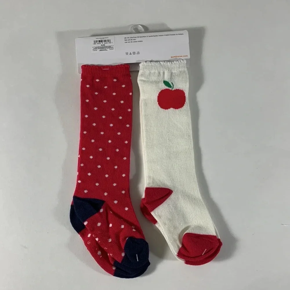 children’s place apple knee high socks and red with white dots sz 12-24 months